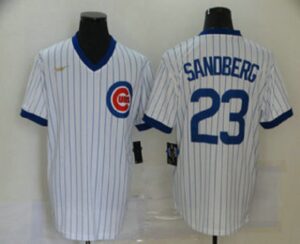 Men's Chicago Cubs #23 Ryne Sandberg White Pullover Cooperstown Collection Stitched  Jersey