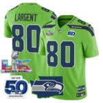 Steve Largent #80 Seattle Seahawks Super Bowl LX Patch Game Jersey - All Stitched