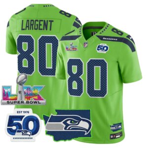 Steve Largent #80 Seattle Seahawks Super Bowl LX Patch Game Jersey - All Stitched