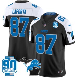 Sam Laporta #87 Detroit Lion 2025 Michigan & 90th Year Patch Vapor Jersey - All Stitched