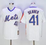 New York Mets #41 Tom Seaver White(Blue Strip) Cooperstown Stitched Jersey