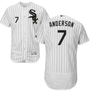 Chicago White Sox #7 Tim Anderson White(Black Strip) Flexbase Collection Stitched Jersey