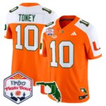 Malachi Toney #10 Miami Hurricanes MIA 2026 The Fiesta Bowl & Florida Patch Vapor Limited Jersey - All Stitched