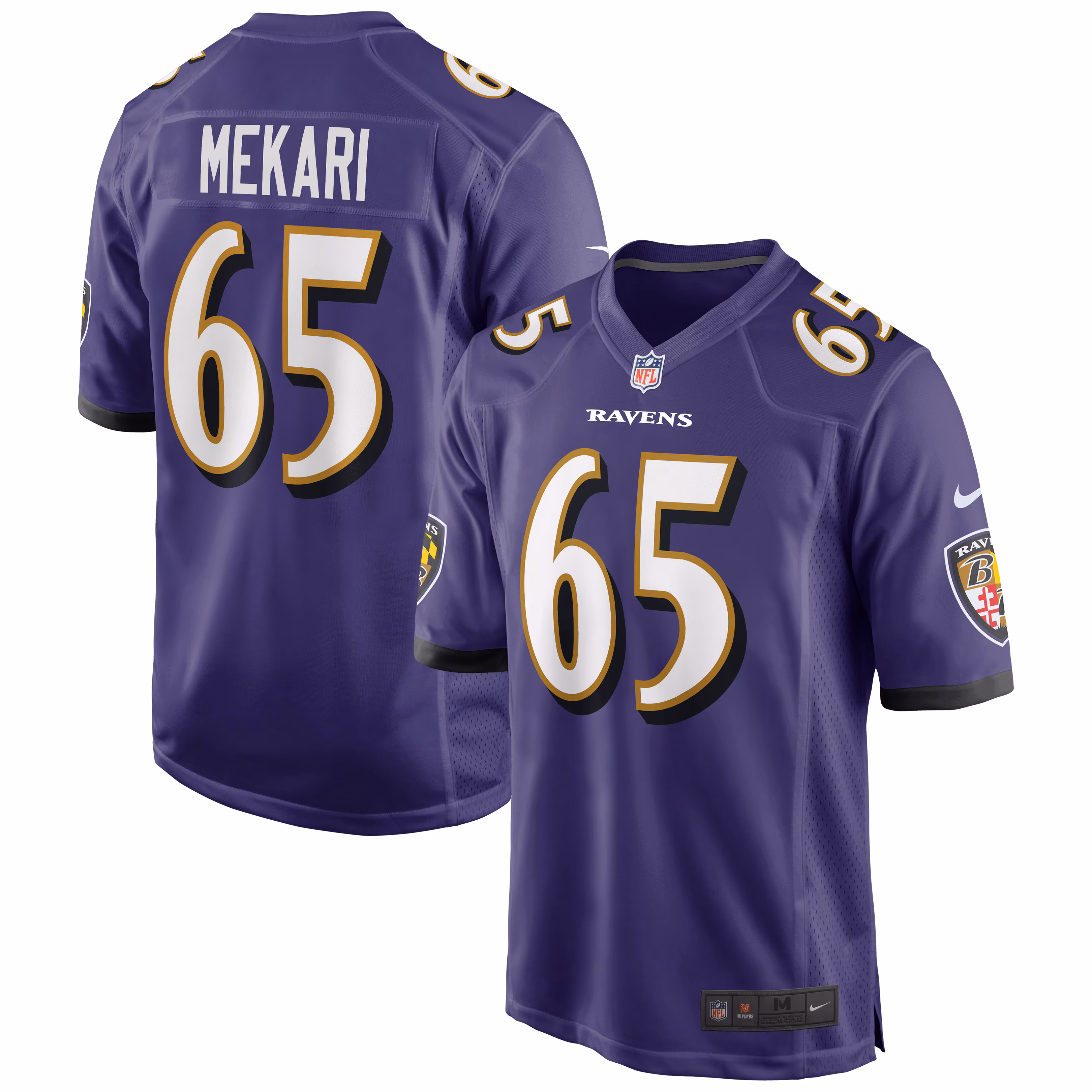 Patrick Mekari Baltimore Ravens Game Player Jersey - Purple