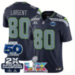 Steve Largent #80 Seattle Seahawks 2-Time Super Bowl LX 50th Patch Vapor Limited Game Jersey - All Stitched