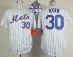 New York Mets #30 Nolan Ryan White(Blue Strip) Home Cool Base W/2015 World Series Patch Stitched Jersey