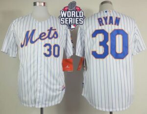 New York Mets #30 Nolan Ryan White(Blue Strip) Home Cool Base W/2015 World Series Patch Stitched Jersey