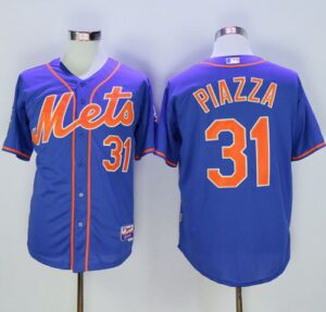 New York Mets #31 Mike Piazza Blue Alternate Home 2016 Hall Of Fame Patch Stitched Jersey