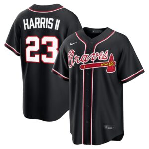 Michael Harris II #23 Atlanta Braves Fashion Replica Black Out Jersey - Black
