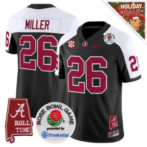 Jam Miller #26 Ncaa BAMA Rose Bowl Patch Vapor Limited Jersey - Alabama Map - All Stitched