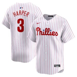Men's Philadelphia Phillies #3 Bryce Harper  White Home Limited Player Jersey