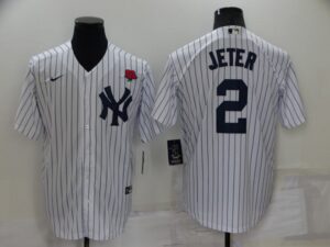 Men's  New York Yankees #2 Derek Jeter White Cool Base Stitched Jersey