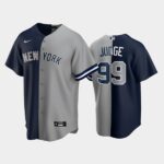 Men's New York Yankees Split Replica Jersey #99 Aaron Judge Navy-Gray