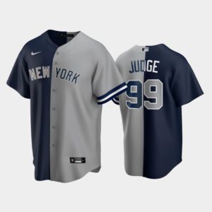 Men's New York Yankees Split Replica Jersey #99 Aaron Judge Navy-Gray