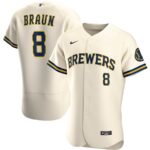 Men's  Milwaukee Brewers #8 Ryan Braun Cream Home 2020 Player Jersey