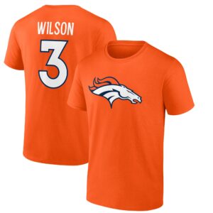 Men's Russell Wilson Orange Denver Broncos Player Icon Name & Number T-Shirt