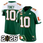 Malachi Toney #10 Miami Hurricanes MIA 2026 CFP Final & Florida Patch Vapor Limited Jersey - All Stitched
