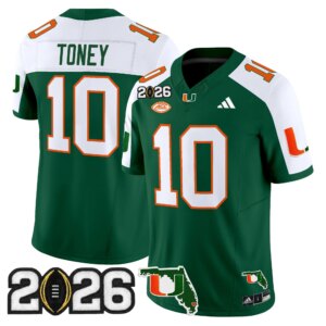 Malachi Toney #10 Miami Hurricanes MIA 2026 CFP Final & Florida Patch Vapor Limited Jersey - All Stitched