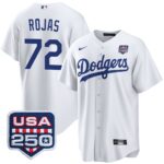 Miguel Rojas #72 Los Angeles Dodgers 250th Patch Home Replica Jersey - White