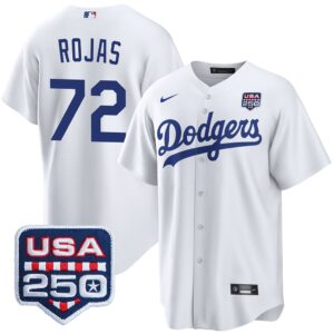 Miguel Rojas #72 Los Angeles Dodgers 250th Patch Home Replica Jersey - White