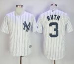 New York Yankees #3 Babe Ruth White Strip New Cool Base Stitched Jersey