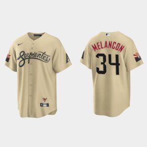 Men's Arizona Diamondbacks #34 Mark Melancon 2021 City Connect Gold Jersey