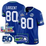 Steve Largent #80 Seattle Seahawks Super Bowl LX Patch Game Jersey - All Stitched