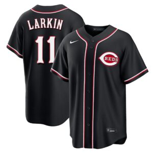 Barry Larkin #11 Cincinnati Reds Fashion Replica Black Out Jersey - Black