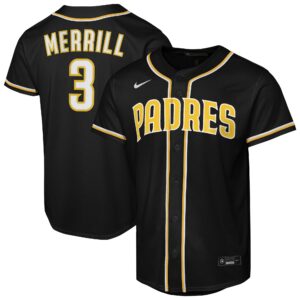 Youth San Diego Padres Jackson Merrill #3 Black Fashion Replica Player Jersey