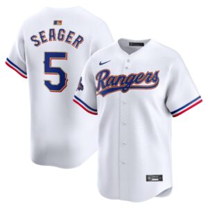 Men's Texas Rangers #5 Corey Seager  White 2024 Gold Collection Limited Player Jersey