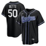 Men's Los Angeles Dodgers #50 Mookie Betts Black Lights Out Replica Player Jersey