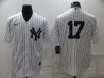 Men's  New York Yankees #17 Matt Holliday White Strip Cool Base Stitched Jersey