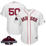 Men's Boston Red Sox #50 Mookie Betts White New Cool Base 2018 World Series Champions Stitched Jersey