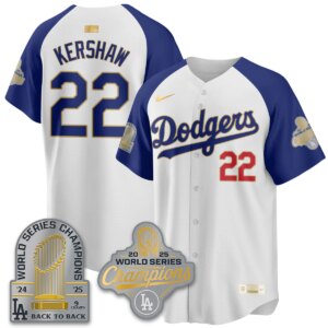 Clayton Kershaw #22 Los Angeles Dodgers 9x Champs Gold Collection Stadium Vapor Limited Jersey - All Alternate
