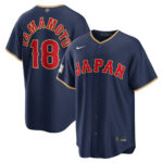 Yoshinobu Yamamoto #18 Japan Baseball 2026 World Baseball Classic Road Stadium Jersey - Navy