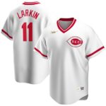 Men's  Cincinnati Reds #11 Barry Larkin Home Cooperstown Collection Player White Jersey