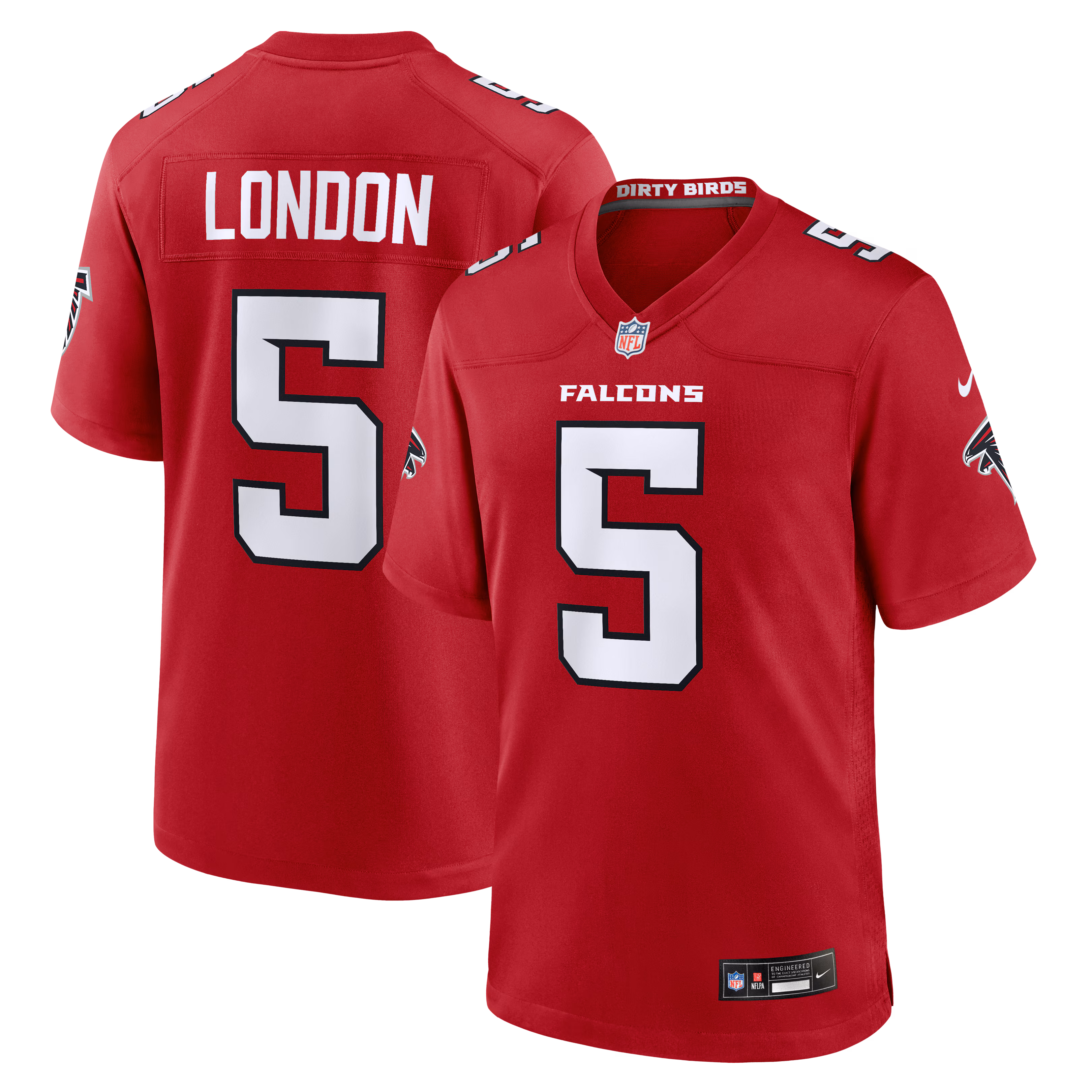 Atlanta Falcons Drake London #5 Red Game Jersey