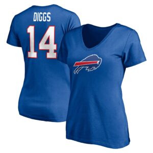 Women's Stefon Diggs Royal Buffalo Bills Player Icon Name & Number V-Neck T-Shirt