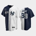 Men's New York Yankees Split Replica Jersey #99 Aaron Judge Navy-White