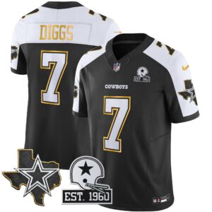 Trevon Diggs #7 Cowboys Texas Patch Gold Trim Vapor Jersey - All Stitched