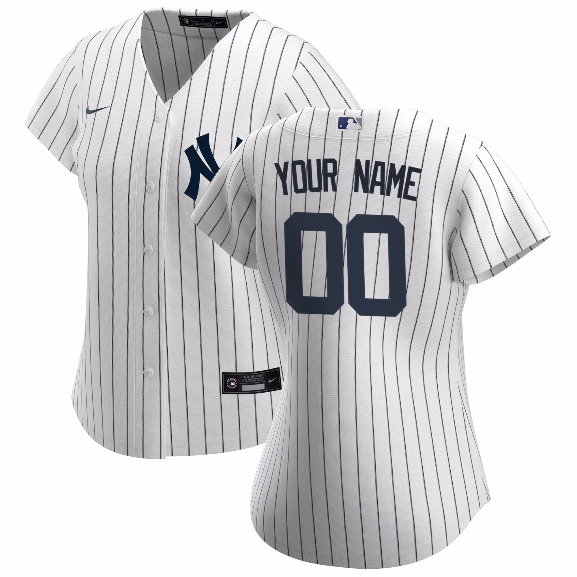 Women's New York Yankees White Home Replica Custom #00 Jersey