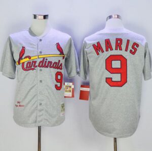 Mitchell And Ness 1967 St. Louis Cardinals #9 Roger Maris Grey Throwback Stitched Jersey