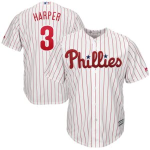 Men's Philadelphia Phillies #3 Bryce Harper Majestic Home Official Cool Base Player White Jersey