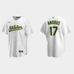 Men's Oakland Athletics #17 Elvis Andrus White Home Jersey
