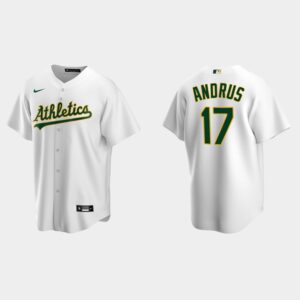 Men's Oakland Athletics #17 Elvis Andrus White Home Jersey
