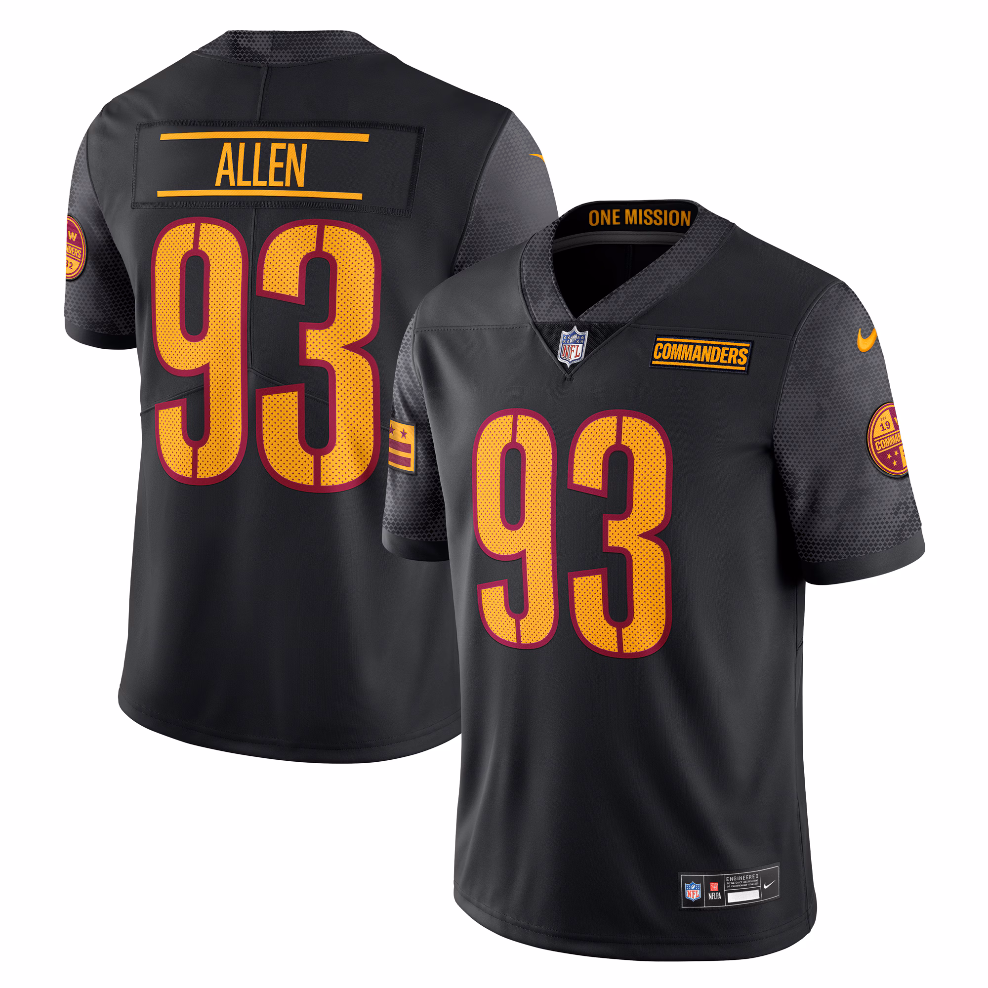 Jonathan Allen Washington Commanders Alternate Vapor Untouchable Limited Jersey - Black