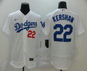 Men's Los Angeles Dodgers #22 Clayton Kershaw White Stitched Flex Base  Jersey