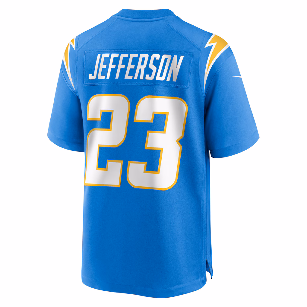 Tony Jefferson #23 Los Angeles Chargers Team Game Jersey - Powder Blue - Image 3