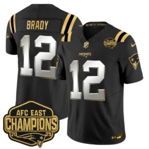 Tom Brady #12 New England Patriots 2026 AFC East Champions Gold Vapor Limited Jersey - All Stitched
