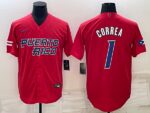 Men's Puerto Rico 2023 World Baseball #1 Carlos Correa Classic Red Men's Jersey